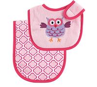 Luvable Friends Bib and Burp Cloth Set, Pink Owl