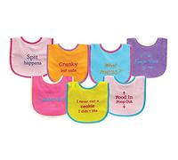 Luvable Friends Blue 7-Pack Funny Sayings Baby Bibs