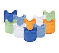 Luvable Friends Drooler/Feeder Bib 10-Pack, Assorted Blue, One Size