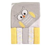 Luvable Friends Hooded Towel and 5 Washcloths, Owl