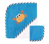 Luvable Friends Hooded Towel and Washcloth, Crab