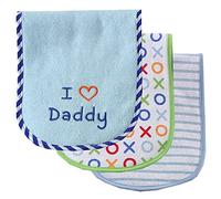 Luvable Friends I Love Mommy and Daddy Baby Burp Cloths, Blue Daddy, 3-Count by Luvable Friends