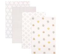 Luvable Friends "Owls Aplenty" 4-Pack Receiving Blankets - gray/white, one size