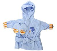 Luvable Friends Sea Character Woven Terry Baby Bath Robe with Slippers, Blue