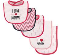 Luvable Friends Unisex Baby Bib and Burp Cloth Set, Girl Mommy, One Size
