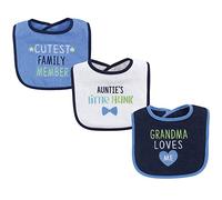 Luvable Friends Unisex Baby Cotton Drooler Bibs with Fiber Filling, Boy Family, One Size