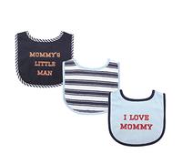 Luvable Friends Unisex Baby Cotton Drooler Bibs with Fiber Filling, Boy Mommy 3-Pack, One Size