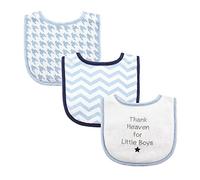 Luvable Friends Unisex Baby Cotton Drooler Bibs with Fiber Filling, Boy Thank Heaven 3-Pack, One Size