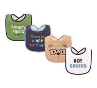 Luvable Friends Unisex Baby Cotton Drooler Bibs with Fiber Filling, Genius, One Size
