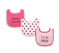Luvable Friends Unisex Baby Cotton Drooler Bibs with Fiber Filling, Girl Daddy 3-Pack, One Size