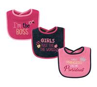 Luvable Friends Unisex Baby Cotton Drooler Bibs with Fiber Filling, Girls Rule, One Size