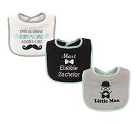 Luvable Friends Unisex Baby Cotton Drooler Bibs with Fiber Filling, Little Man 3-Pack, One Size