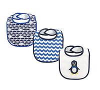Luvable Friends Unisex Baby Cotton Drooler Bibs with Fiber Filling, Mr Penguin, One Size