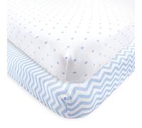 Luvable Friends Unisex Baby Fitted Crib Sheet, Blue Chevron Stars, One Size