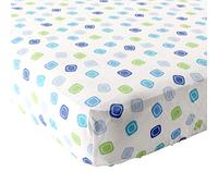 Luvable Friends Unisex Baby Fitted Crib Sheet, Blue Geometric, One Size