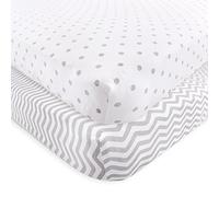 Luvable Friends Unisex Baby Fitted Crib Sheet, Gray Chevron Dot, One Size