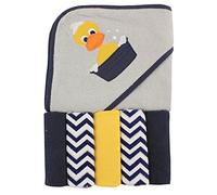 Luvable Friends Unisex Baby Hooded Towel with Five Washcloths,cotton,polyester, Duck, One Size