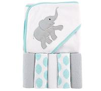 Luvable Friends Unisex Baby Hooded Towel with Five Washcloths, Ikat Elephant, One Size