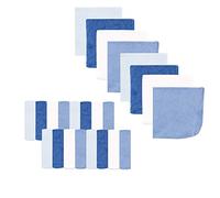 Luvable Friends Unisex Baby Super Soft Bundle Washcloths, Classic Blue, One Size
