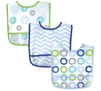 Luvable Friends Unisex Baby Waterproof PEVA Bibs, Blue Circle, One Size