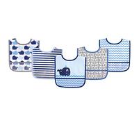 Luvable Friends Unisex Baby Waterproof PEVA Bibs, Blue Whale, One Size