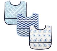 Luvable Friends Unisex Baby Waterproof PEVA Bibs, Boy Elephant, One Size