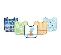 Luvable Friends Unisex Baby Waterproof PEVA Bibs, Dinosaur, One Size