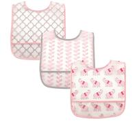 Luvable Friends Unisex Baby Waterproof PEVA Bibs, Girl Elephant, One Size