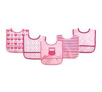 Luvable Friends Unisex Baby Waterproof PEVA Bibs, Pink Owl, One Size