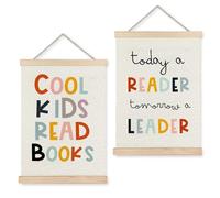 LUVADIAN Cool Kids Read Books Poster Hanger Frame, Classroom Wall Decor, Reading Corner Decor for Classroom, Reading Nook Decor, Kids Wall Decor, Reading Posters for Classroom, 12x16 Inches Set of 2