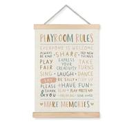 LUVADIAN Playroom Wall Decor, Playroom Rules Poster Hanger Frame, Play Room Wall Art, Boho Play Room Decor for Kids, Kids Room Wall Decoration, Nursery Wall Art, 12x16 Inches