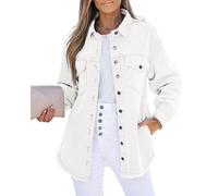 luvamia Jean Jackets for Women White Jean Jacket for Women Boyfriend Jean Jacket Women Spring Jackets for Women White Jacket Women Mother's Day Shirts for Women Brilliant White X-Large