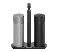 Luvan Salt and Pepper Grinder Set, Aluminum Alloy Mill with Adjustable Coarseness, Ceramic Grinding Core for Salt & Stainless Steel for Pepper, with Compact Stand for Kitchen, Tabletop, Gifts
