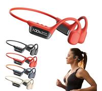 Luvant Bone Conduction Headphones - 360° Panoramic Audio Experience, Bidirectional Acoustic Noise Cancellation, IPX8 Waterproof, Long Battery Life for Sports, Work and Everyday Use (Red)