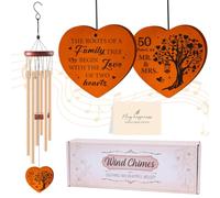 Luvart 50th Wedding Anniversary Wind Chime - Happy 50th Golden Wedding Keepsake Gifts Ideas for Couple Parents Wife Husband Friends