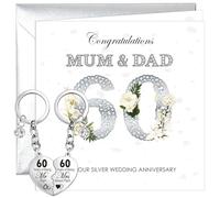 Luvart 60th Wedding Anniversary Card Gift - Diamond Wedding Anniversary Greeting Card with Keychain Celebrating 60 Years Marriage Gifts for Parents Mum & Dad Him Her Spouse Couples