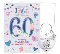 Luvart 60th Wedding Anniversary Card Gift - Diamond Wedding Anniversary Greeting Card with Keychain Celebrating 60 Years Marriage Gifts for Parents Friends Him Her Spouse Couples