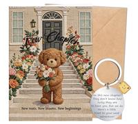 Luvart Congratulations Next Chapter Card Gift - New Beginnings Card with Envelope and Keyring New Beginnings Good Luck Gifts for Friends Family Female Her Him Women Men
