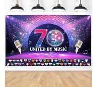 Luvart Eurovision Decorations Party Backdrop - United By Music Flag Disco Photo Booth Song Contest Bar Club Music Parties Background 110x180cm
