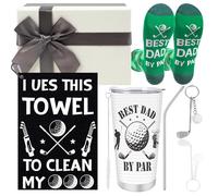 Luvart Golf Gifts for Dad, 4Pcs Father's Day Golf Gifts, 20oz Best Dad by Par Travel Mug Socks, Funny Golfers Towel Keychain,Christmas Birthday Presents for Father Husband from Kids Daughter Son Wife