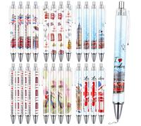 Luvart London Ballpoint Pens Set - 24PCS London Souvenirs Gifts British Union Jack Souvenirs Gifts from UK London Travel Bus Soldier Retractable Ballpoint Pens for Office School Supplies Traveler Gift