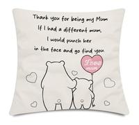 Luvart Mother's Day Cushion Covers - Mothering Sunday Cushion Cover, Bear Throw Pillowcase for Sofa Outdoor Home Decoratuon, Mum Mom Throw Pillow Cases 45x45 cm Cute Bear Design