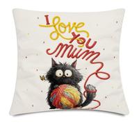 Luvart Mother's Day Cushion Covers - Mothering Sunday Cushion Cover, Cute Cat Pillowcase for Sofa Outdoor Home Decoratuon, Mom Mum Throw Pillow Cases 45x45 cm