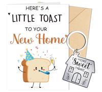 Luvart New Home Gifts Housewarming - Funny New Home Cards with Little Toast, New Home Keyring, House Warming New House Gift, Housewarming Gifts for Couples Neighbor Friends New Home Owners