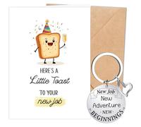 Luvart New Job Cards with Keyring Gifts Good Luck Congratulations on Your New Job Gifts, New Beginnings Adventure Cards Keyring, Leaving Goodbye Presents for Coworkers Colleagues Friends