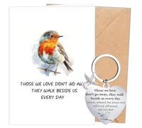 Luvart Robin Condolences Card Gifts - 2Pcs Sympathy Gifts for Loss Loved One, Bereavement Card with Envelopes Keyring, Sorry for Your Loss Thinking of You Memorial Remembrance Gift fo Loss Mum Dad