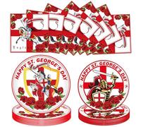 Luvart St. George's Day Party Tableware - 72 Pcs St George Party Tableware Paper Plates Napkins Dinnerware Supplies for Wedding Birthday Afternoon Tea Table Decor Serve 24 Guests