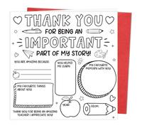 Luvart Teacher Gift Card - DIY Thank you for Being An Important Part Teacher Gifts Card with Envelope for Woman Man, Thank you Appreciation Present for Educators End of the Year