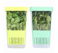 LUVCOSY 2 Pack Herb Keeper, BPA-Free Plastic Herb Saver with an Inner Basket for Cilantro, Mint, Parsley, and Asparagus, Keeps Fresh Herbs for 3 Times Longer
