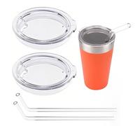 LUVCOSY 2PCs Cup Replacement Lids with 2 PCs Drinking Glass Straw Compatible with Stanley 16oz Adventure Stacking Beer Pint/Metal Drinking Tumbler, Stanley Beer Tumbler Accessories (Cup NOT Included)